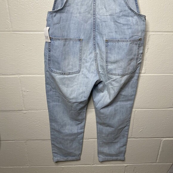 Gap Denim Bib Overalls Womens Sz Small Jean Loose Baggy Light Wash Ankle - Picture 10 of 12